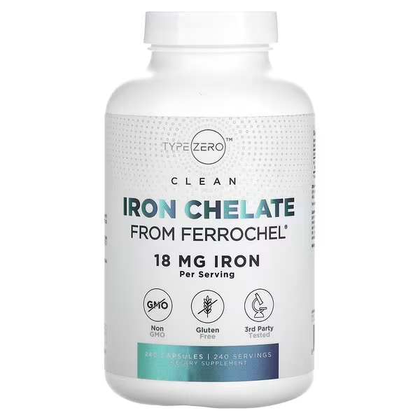 Iron Chelate From Ferrochel 18mg Iron 240 Capsules